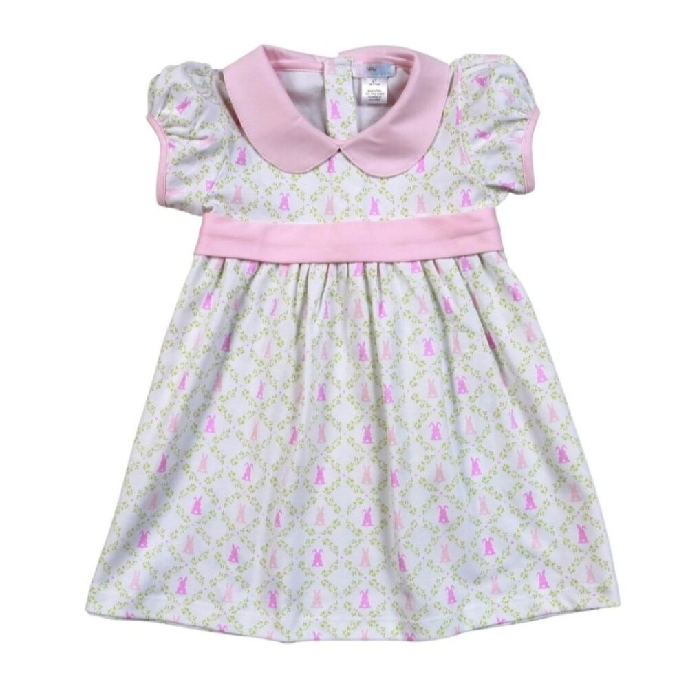 Soft Pink Bunny Whispers Easter Dress Collar Baby Loren Size 5